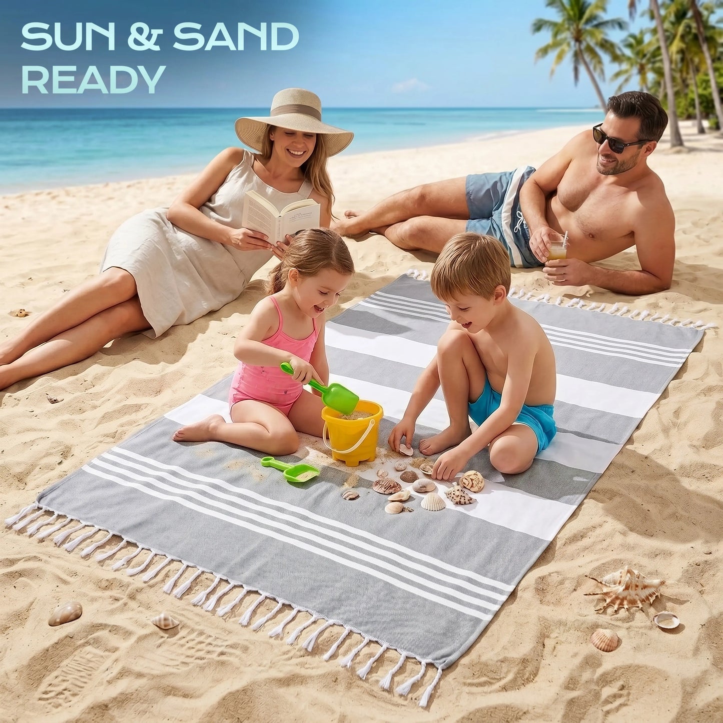 Utopia Towels Turkish Beach Towels – 40x72”, Oversized Cotton, Lightweight, Sand-Free & Quick-Dry