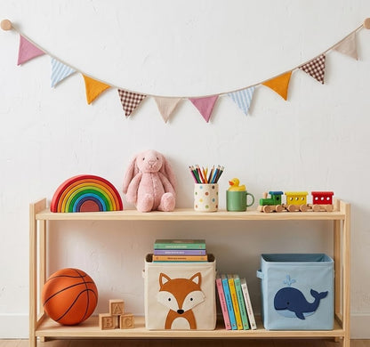 2Pcs Triangle Bunting Flag No-Diy Cotton Fabric Garland Reusable Party Banner for Nursery Baby Shower Birthday Boho Wedding Party Decoration Each 10 Flags(Pink Candy-012)