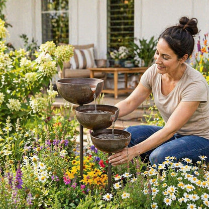 🔥Hot Sale 49% OFF🔥Bring Life Back To Your Garden – Peaceful Cascading Rain Catcher Bird Bath For Welcoming Garden Wildlife🌿🐦