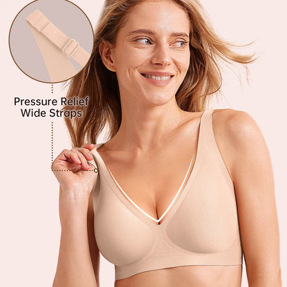 OEAK Deep V Wireless Bra – Seamless Push-Up Bralette, No Underwire-A0017