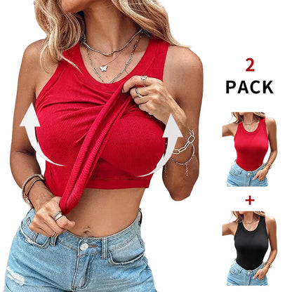 ChicMe Built-In Bra Ribbed Tank Top – Padded Racerback Everyday Basic-A0012