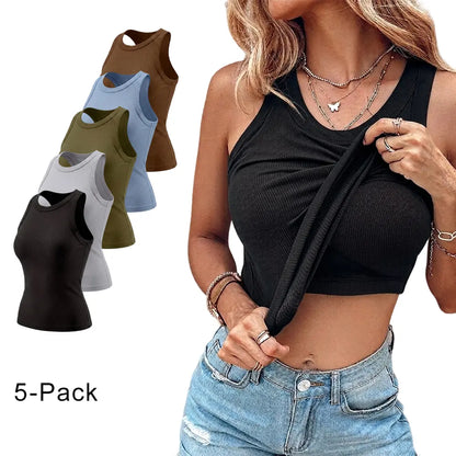 ChicMe Built-In Bra Ribbed Tank Top – Padded Racerback Everyday Basic-A0012