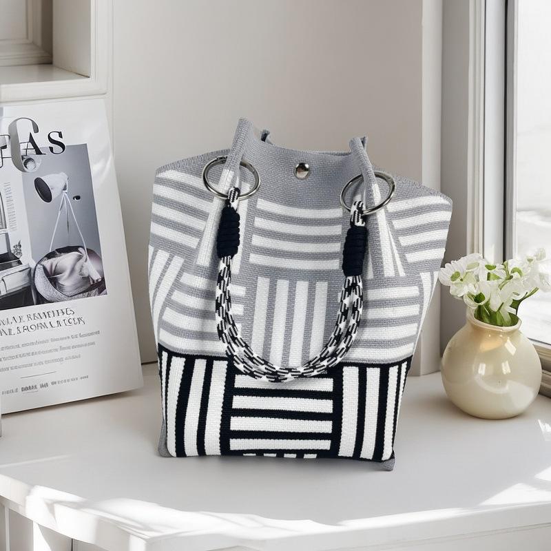 👜🏅Boho Woven Polyester Bucket Bag
