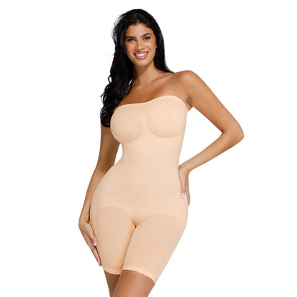 FeelinGirl Strapless Shapewear Bodysuit – Seamless Tummy Control Shaping Shortie-A0013