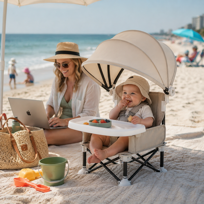 ✈️ Portable Baby High Chair with Safety Harness | Fold, Carry & Feed Anywhere