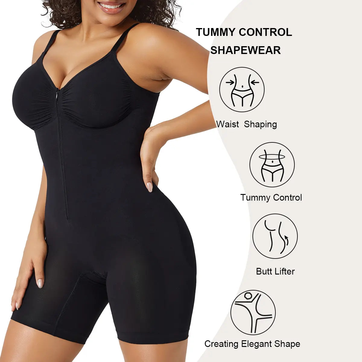 SHAPERX Tummy Control Bodysuit for Women – Zip-Up Shaping Bodysuit with Breathable Mesh-A0032