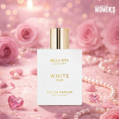 BellaVita White Oud Eau De Parfum 100ML | Unisex Luxury Perfume | Fresh Spicy Oud Scent | Long-Lasting Fragrance