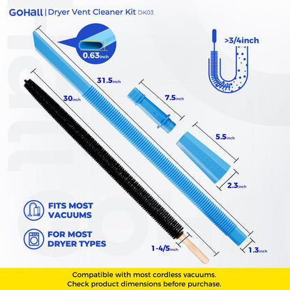⏰Limited Time Sales - save 50% OFF🧹 Tumble Dryer Vent Cleaner Kit – 2-Piece Lint Removal Brush & Vacuum Attachment 🌬️