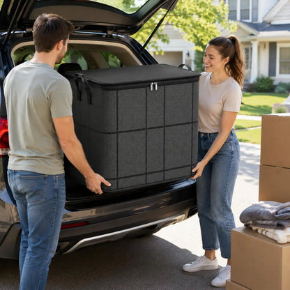 📦Spacious Moving Storage Bin – Large Capacity Zippered Fabric Organizer for Bedding & Clothes