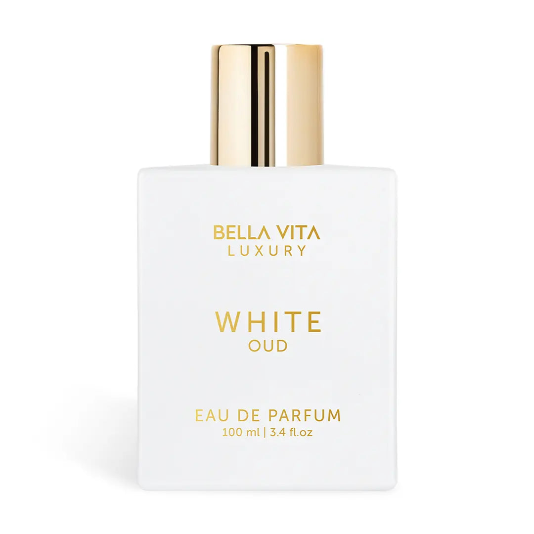 BellaVita White Oud Eau De Parfum 100ML | Unisex Luxury Perfume | Fresh Spicy Oud Scent | Long-Lasting Fragrance
