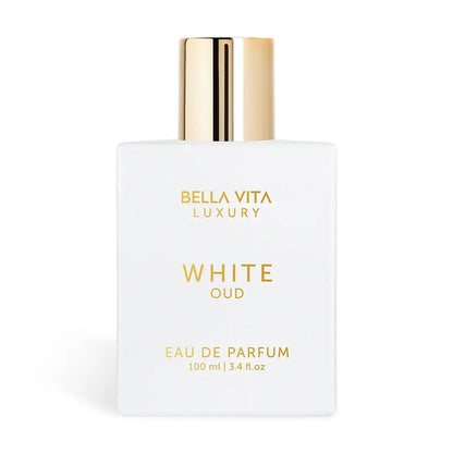 BellaVita White Oud Eau De Parfum 100ML | Unisex Luxury Perfume | Fresh Spicy Oud Scent | Long-Lasting Fragrance