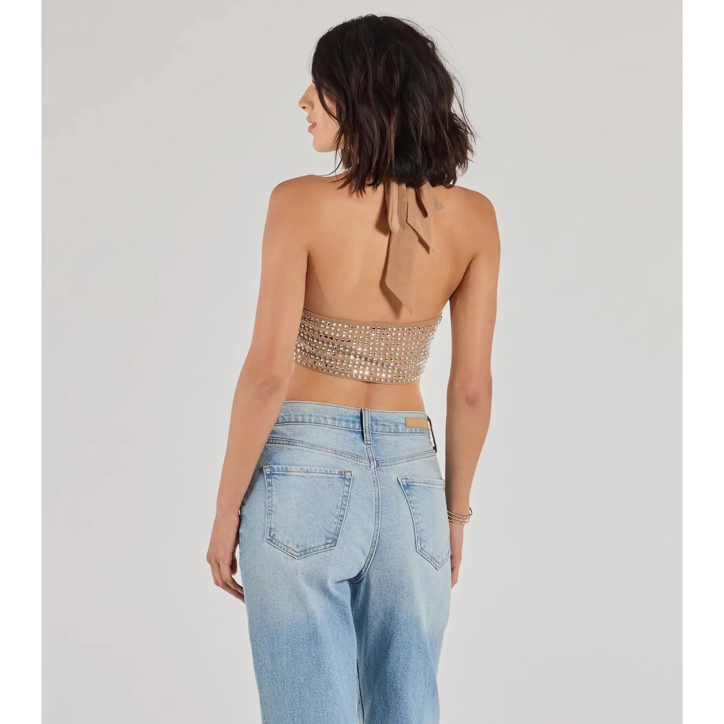 Party Diva Cropped Rhinestone Halter Top – Glamorous Evening Wear-A0003