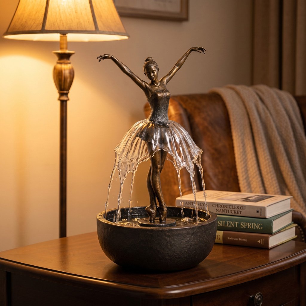 🔥💃 Elegant Ballerina Tabletop Water Fountain for Home & Office Decor💧