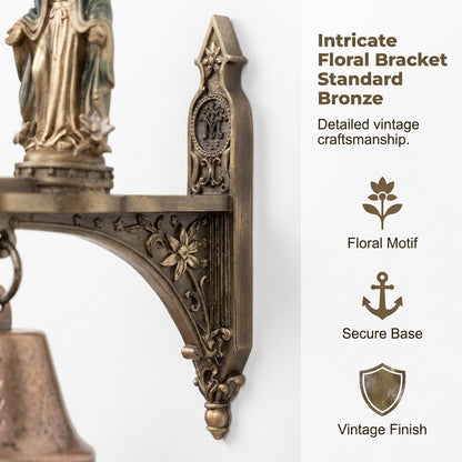 ✨ Our Lady of Grace Bronze Miraculous Medal Wall Bell | 🙏 Catholic Religious Home & Garden Decor