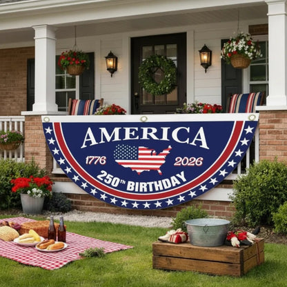 🗽USA 250th Anniversary Flag Half Round Banner🦅