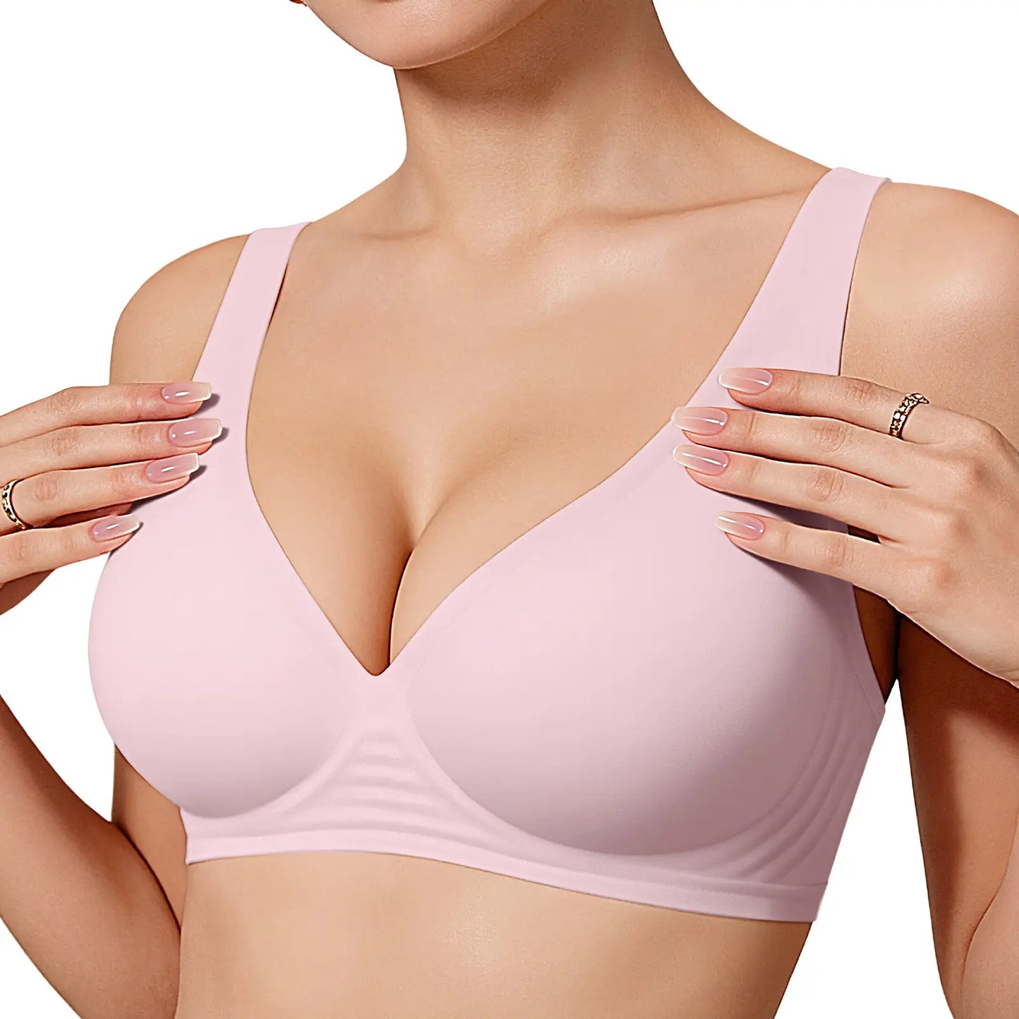 OEAK Deep V Wireless Bra – Seamless Push-Up Bralette, No Underwire-A0017