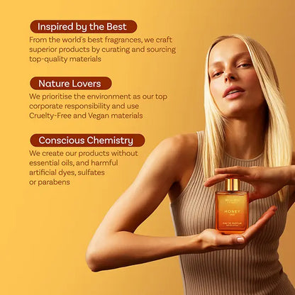 BellaVita Honey Oud Eau De Parfum 100ML | Unisex Luxury Perfume | Sweet Honey & Smoky Oud | Long-Lasting Vegan Fragrance