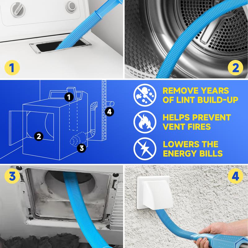 ⏰Limited Time Sales - save 50% OFF🧹 Tumble Dryer Vent Cleaner Kit – 2-Piece Lint Removal Brush & Vacuum Attachment 🌬️