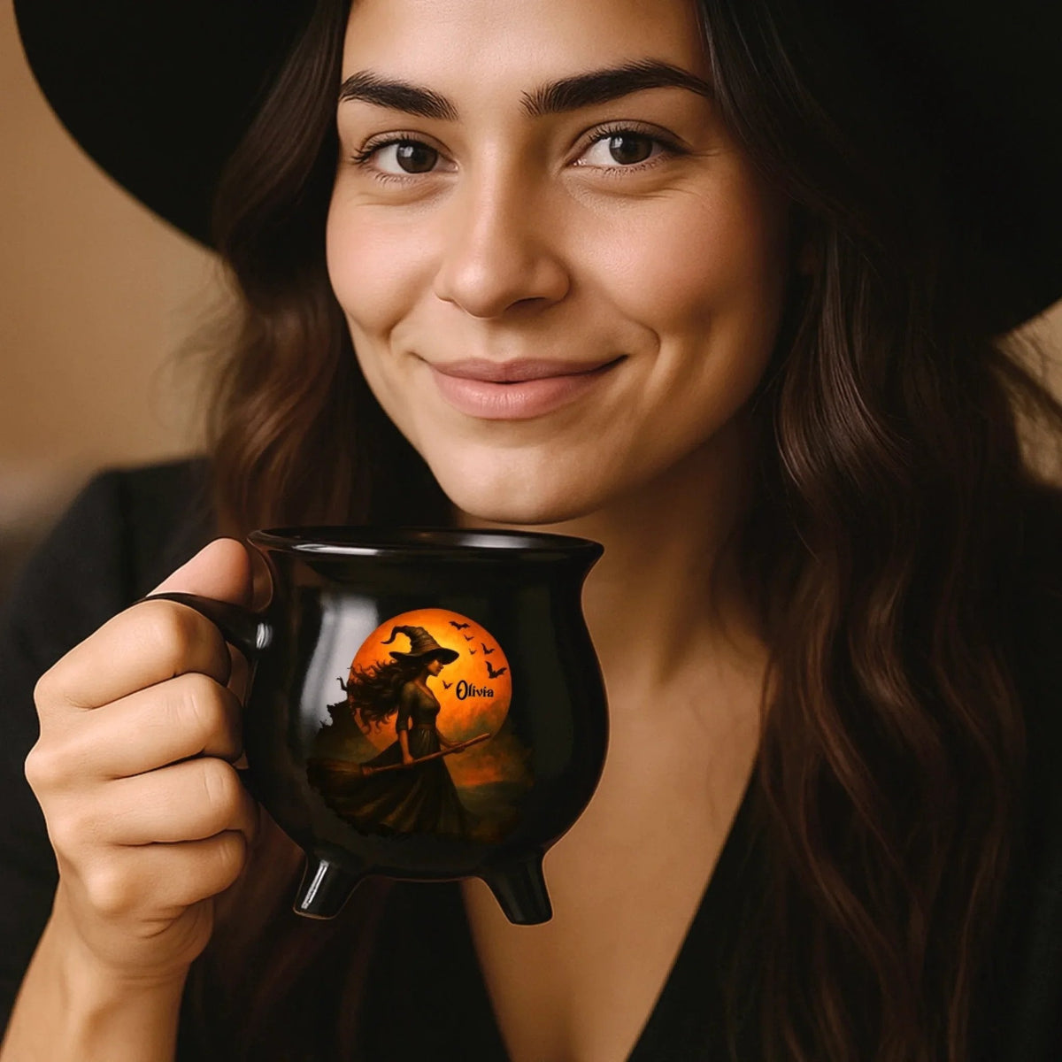 🔥HOT SALE🔥Custom Witch Cauldron Coffee Mug - Personalized Halloween Witchy Gifts For Besties, Sisters, BFF, Family, Yourself - Witching You A Wicked Brew