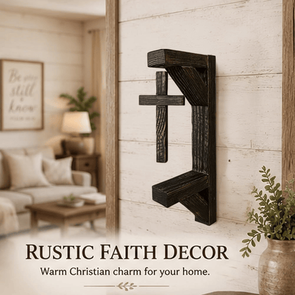 ✨ Limited-Time 49% OFF | Rustic Cross Wall Shelf ✝️ Wooden Floating Shelf for Faith-Inspired Decor