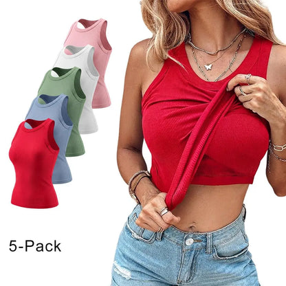 ChicMe Built-In Bra Ribbed Tank Top – Padded Racerback Everyday Basic-A0012
