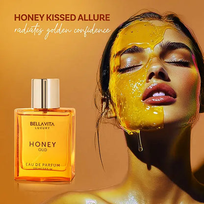 BellaVita Honey Oud Eau De Parfum 100ML | Unisex Luxury Perfume | Sweet Honey & Smoky Oud | Long-Lasting Vegan Fragrance