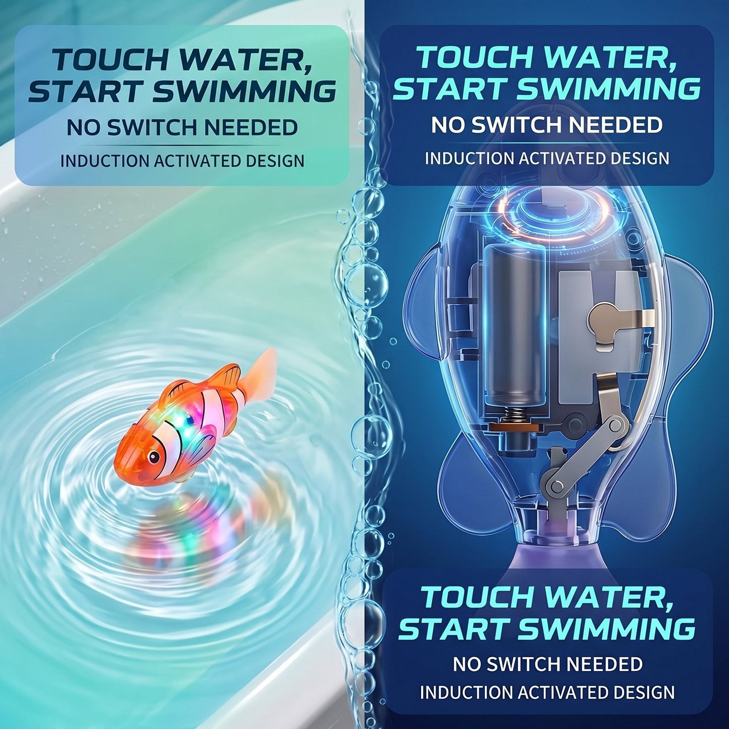 🔥🔥🛁✨Electronic Pet Fish Bath Toy | LED Light Up | Auto-Swimming Bath Toy🐠💦