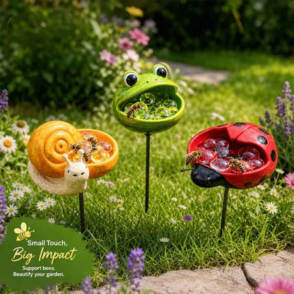 🌸🐝 Help Pollinators Thrive! | Frog, Snail & Ladybug Water Bowl Decor🐸🐌🐞