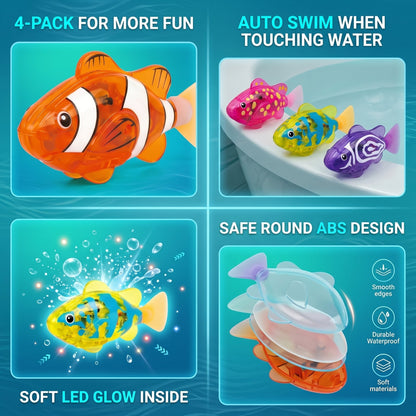 🔥🔥🛁✨Electronic Pet Fish Bath Toy | LED Light Up | Auto-Swimming Bath Toy🐠💦