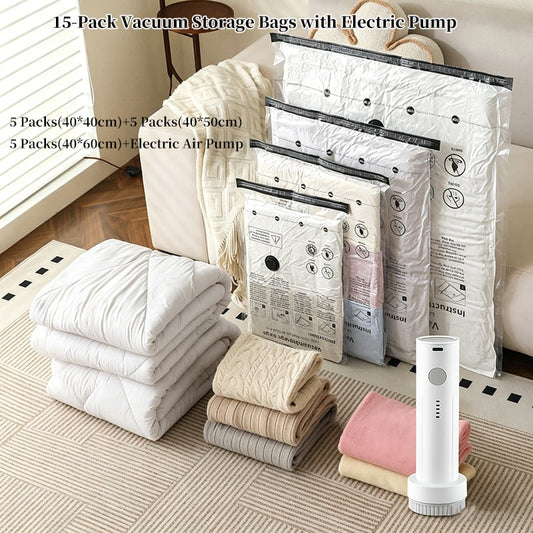 🔥Flash Sale-60% OFF-15-Pack Vacuum Storage Bags with Electric Pump