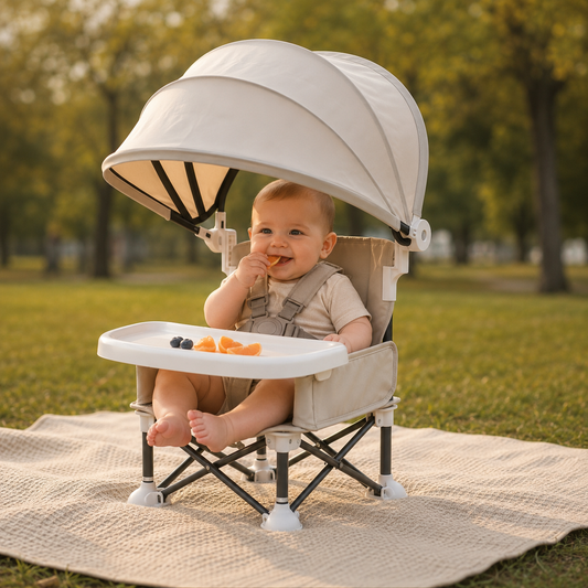 ✈️ Portable Baby High Chair with Safety Harness | Fold, Carry & Feed Anywhere