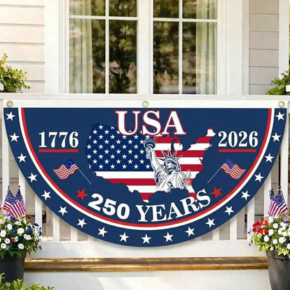 🎇 1776-2026 USA 250th Patriotic Outdoor Half Round Banner 🎊