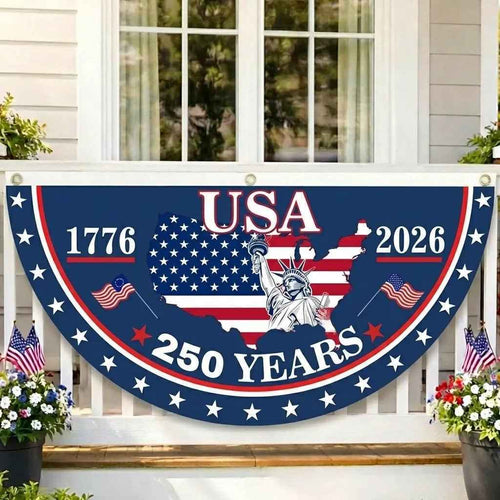 🎇 1776-2026 USA 250th Patriotic Outdoor Half Round Banner 🎊
