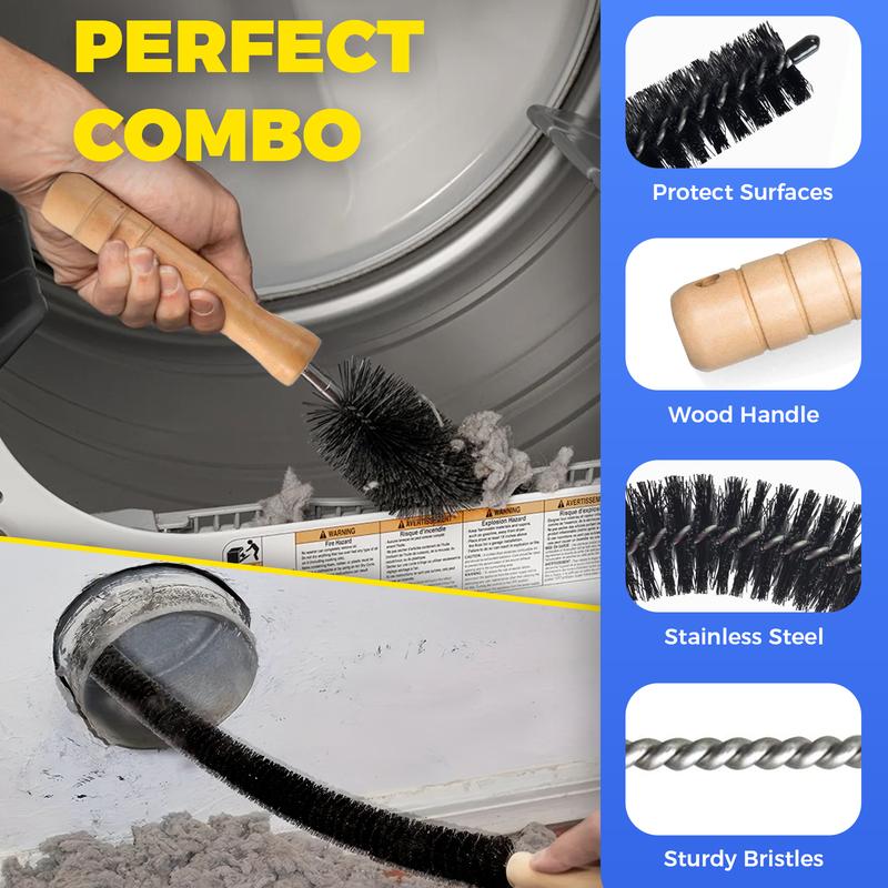 ⏰Limited Time Sales - save 50% OFF🧹 Tumble Dryer Vent Cleaner Kit – 2-Piece Lint Removal Brush & Vacuum Attachment 🌬️