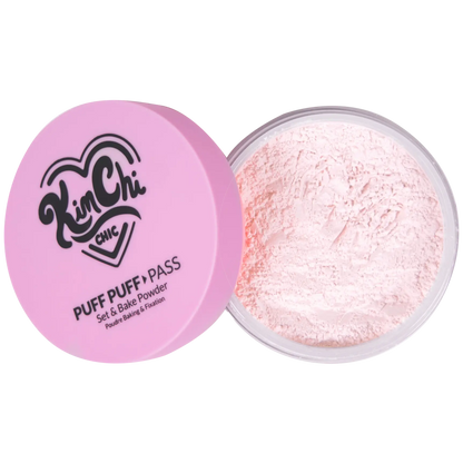 KimChi Chic Puff Puff Pass Set & Bake Powder 24g | Rice Powder & Vitamin-E | Lightweight Translucent Setting Powder | 10 Shades
