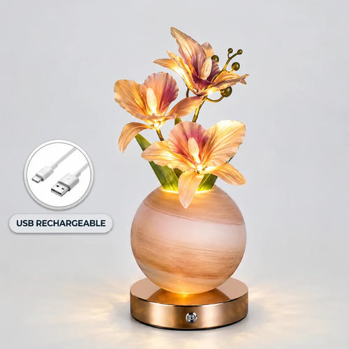 🪴 LED Orchid Table Lamp | Rechargeable Floral Night Light Decor
