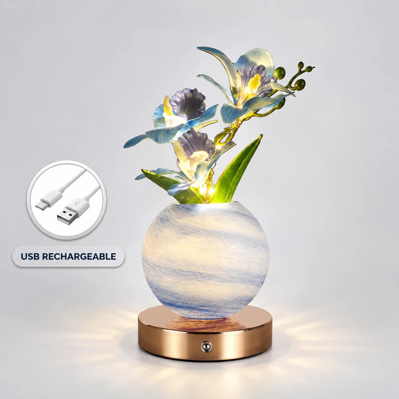 🪴 LED Orchid Table Lamp | Rechargeable Floral Night Light Decor