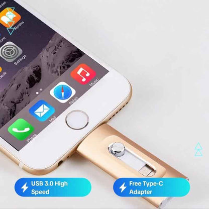 ⚡Portable USB 3.0 Flash Drive | 3-in-1 Storage for All Devices