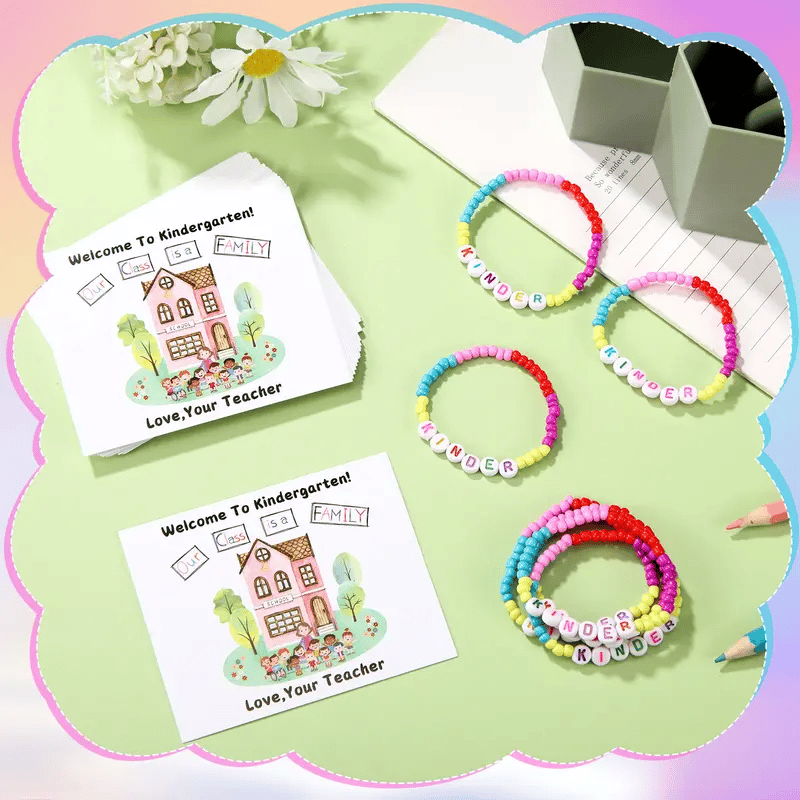 🎒Back to School Friendship Bracelets Set🧒 -Include Our Class Is a Family Greeting Card and  Bracelet with Bags Gift