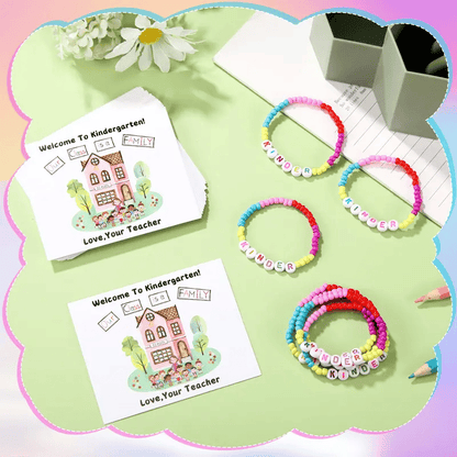 🎒Back to School Friendship Bracelets Set🧒 -Include Our Class Is a Family Greeting Card and  Bracelet with Bags Gift