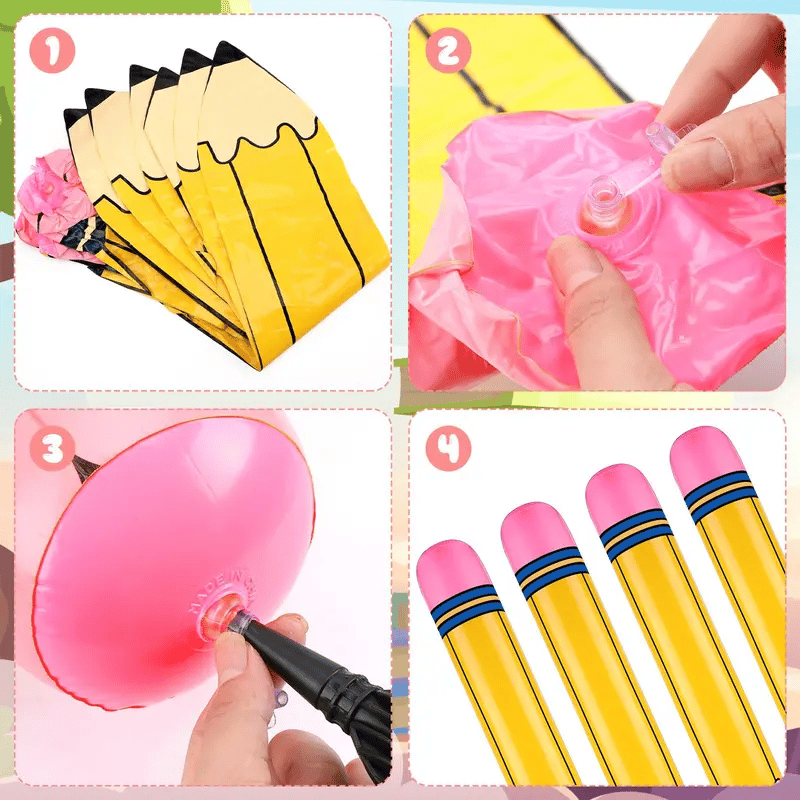 Multicolor PVC Giant Inflatable Pencil Balloon🎈- For Back to School Classroom Welcome & First Day Party Supplies🎒