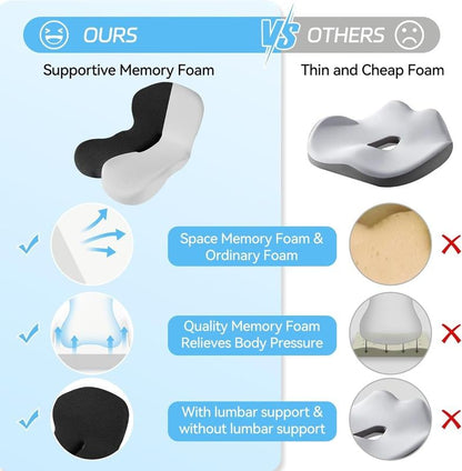💥50% OFF !!!⏰Non-Slip Memory Foam Seat Cushion – Sciatica Relief, Breathable Mesh & Universal Fit for Car, Office & Wheelchair
