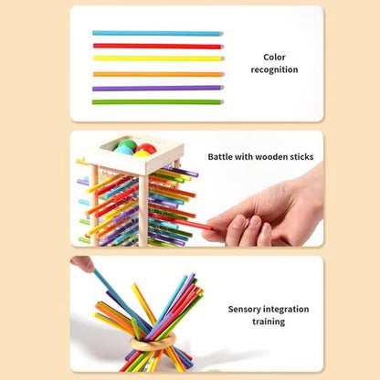 🔥Wooden Stick Game, Colorful Educational Toy for Cognitive Development & Focus Training, Includes Mixed Colors Sticks and one-level Puzzle