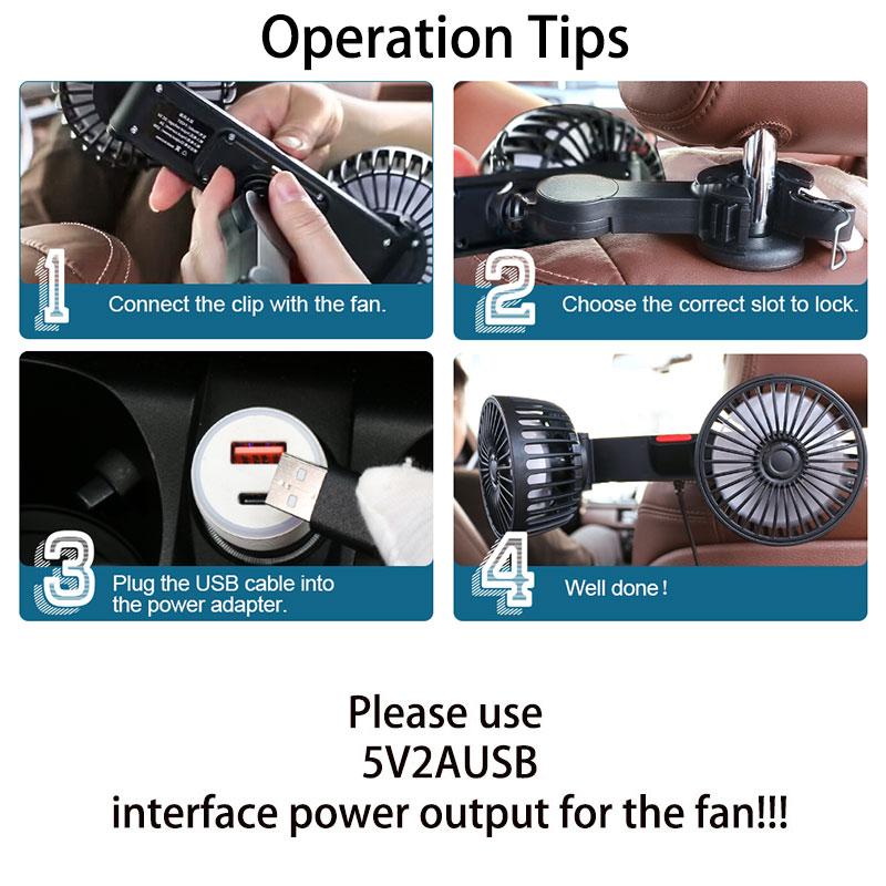 🌀 LIMITED-TIME 50% OFF! ✨ Dual Head USB Car Seat Fan – 360° Rotatable, 3 Speeds, Quiet & Powerful 🚗