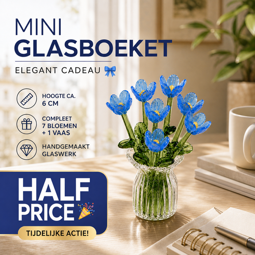 ⏳ Limited-Time Offer! ✨ Mini Glass Bouquet | Elegant Gift 🎀 | Approx. 6cm Tall 🎉