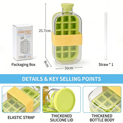 Water Bottle with Ice Tray 2-in-1