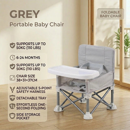 ✈️ Portable Baby High Chair with Safety Harness | Fold, Carry & Feed Anywhere