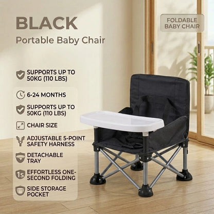 ✈️ Portable Baby High Chair with Safety Harness | Fold, Carry & Feed Anywhere
