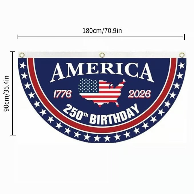 🗽USA 250th Anniversary Flag Half Round Banner🦅