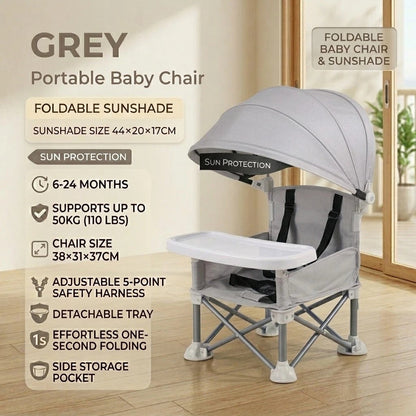✈️ Portable Baby High Chair with Safety Harness | Fold, Carry & Feed Anywhere